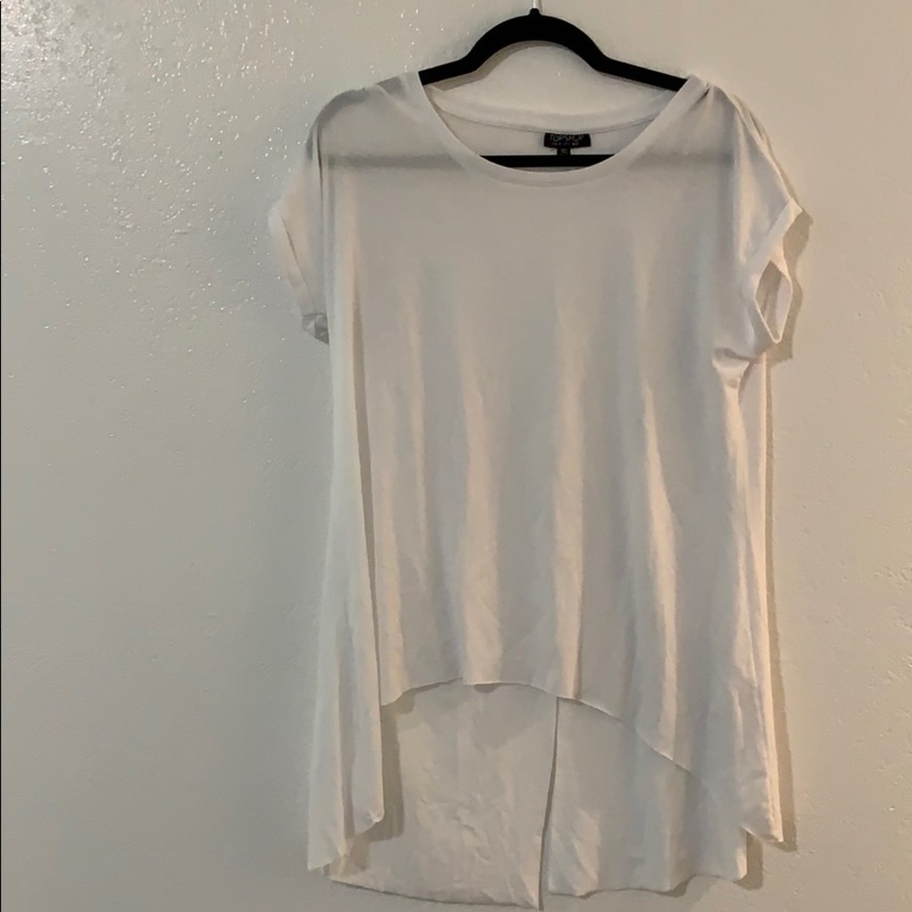 Topshop white tee with back slit- size 4